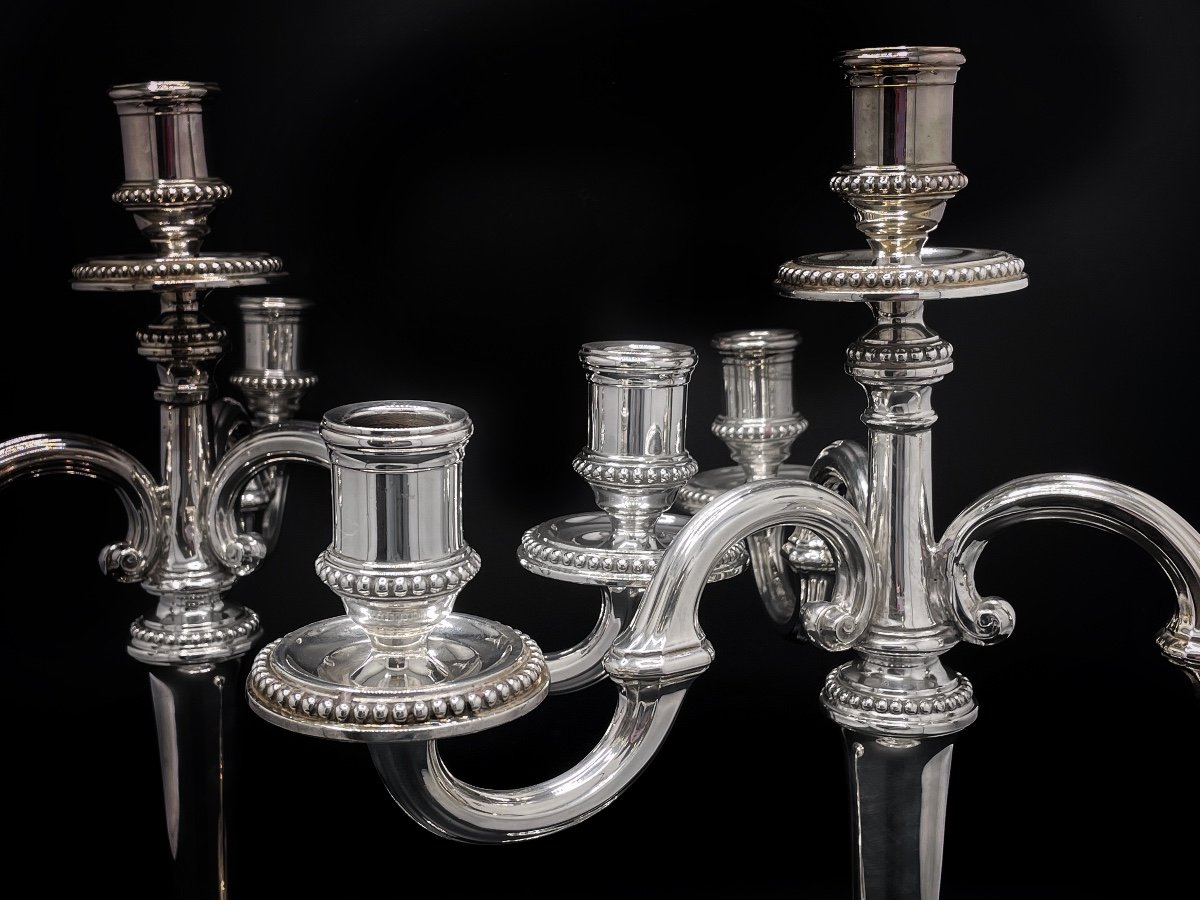 Pair Of Silver 3 Branch Candelabras-photo-1