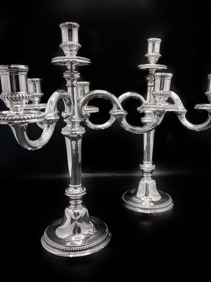 Pair Of Silver 3 Branch Candelabras