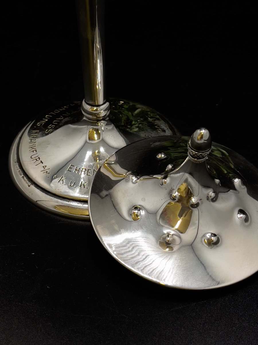Coupe Couverte Art Nouveau en argent massif-photo-2