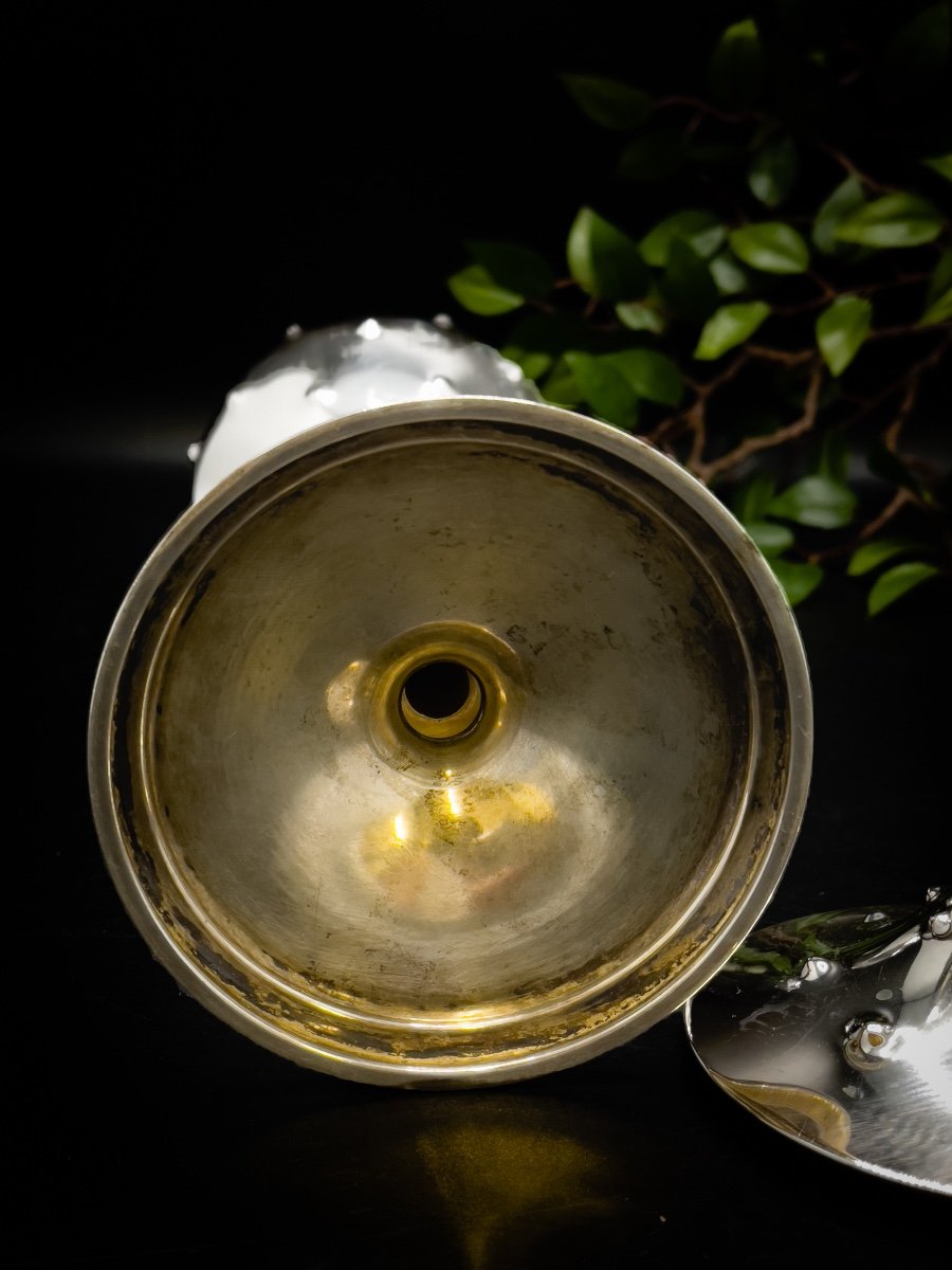 Coupe Couverte Art Nouveau en argent massif-photo-4
