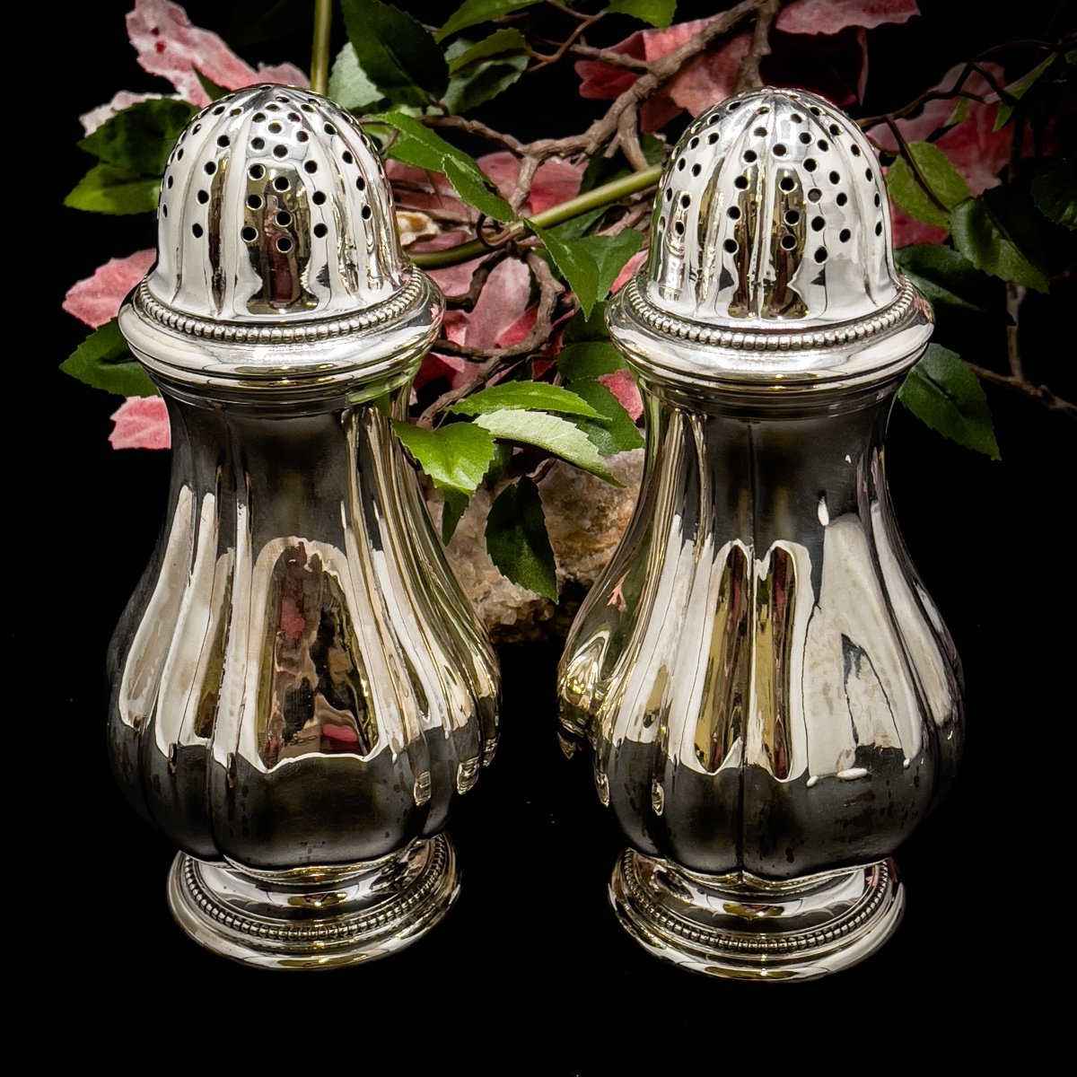 Pair Of Baluster Sprinklers In Sterling Silver