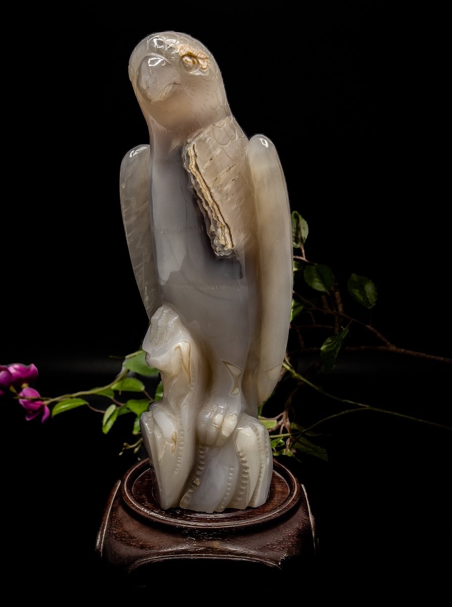 Sculpture Perroquet En Agate