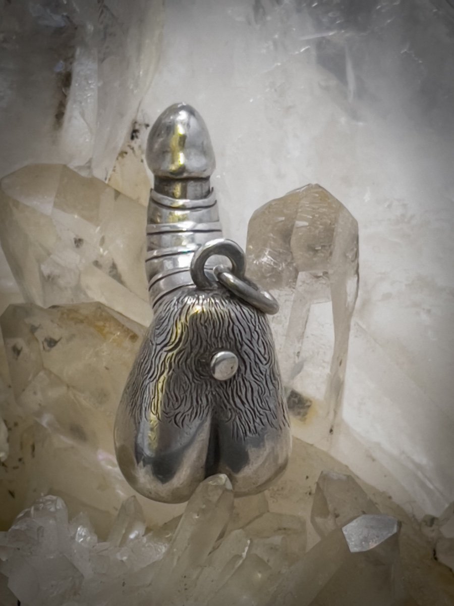 Rarissime Pendentif, Phallus Articulé En Argent Russe-photo-4