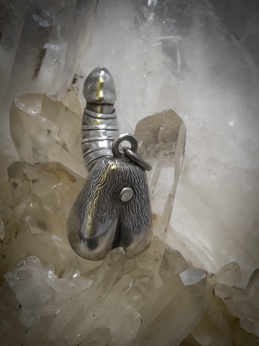Rarissime Pendentif, Phallus Articulé En Argent Russe-photo-1