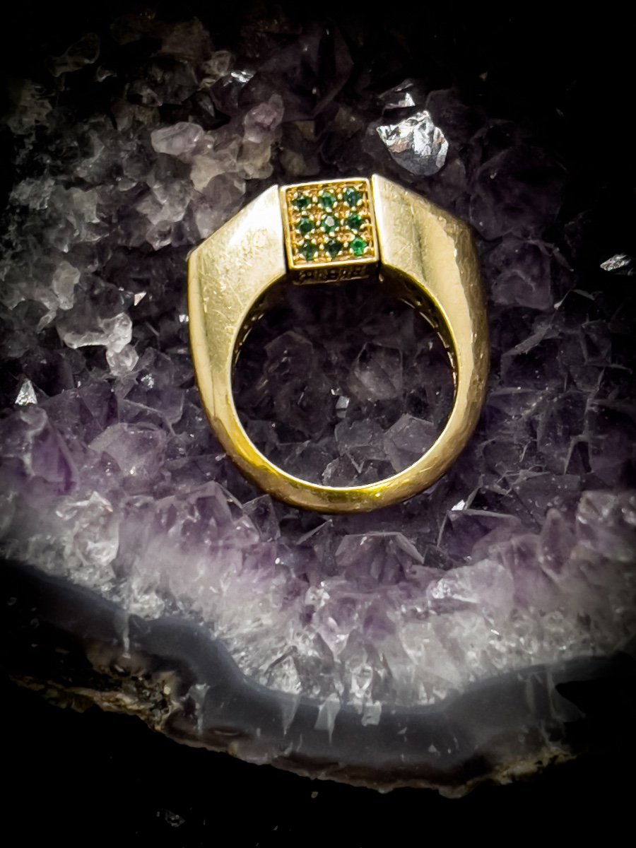 Vintage 18 Carat Gold Ring Set With Sapphire Ruby And Emerald Diamonds-photo-5