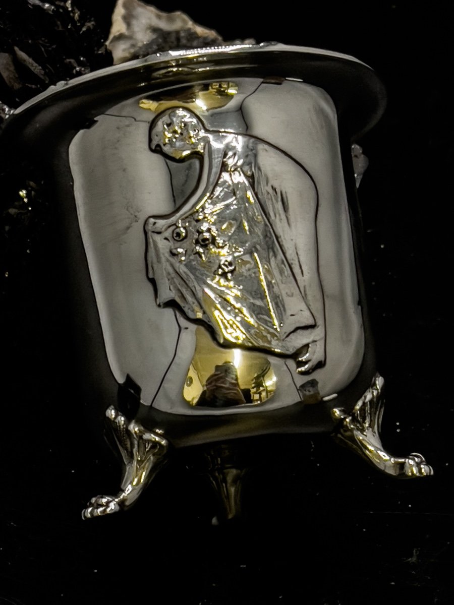 Timpani Tripod "erotic Scene" In Sterling Silver-photo-3