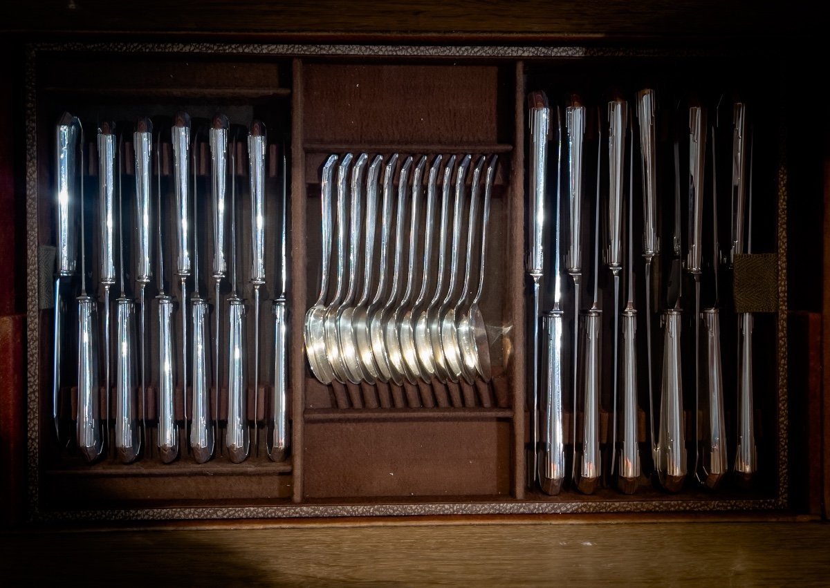 Ménagère En Argent Massif Art Deco  Par Boulanger-photo-1