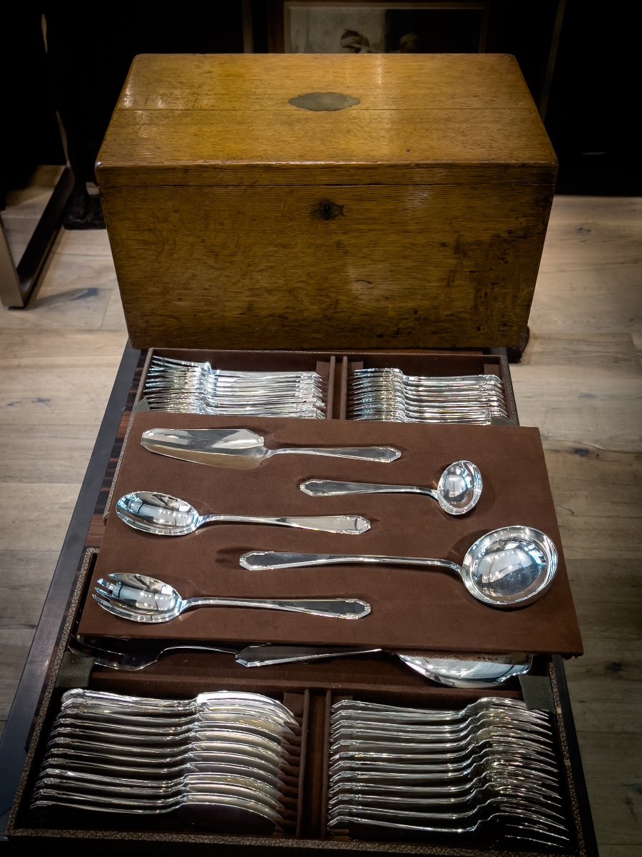 Ménagère En Argent Massif Art Deco  Par Boulanger-photo-7