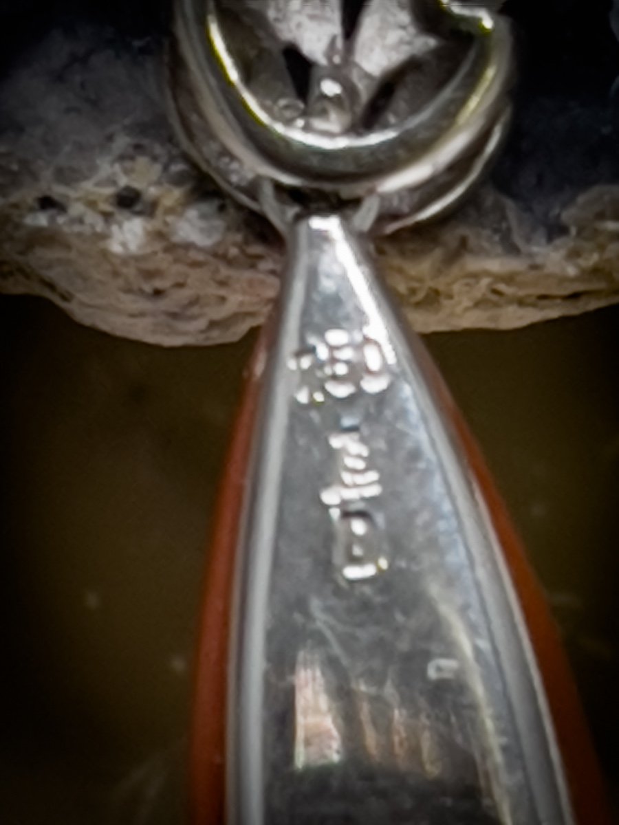 Pendentif Et Sa Chaîne Or Blanc 18 Carats Diamants Et Corail-photo-4