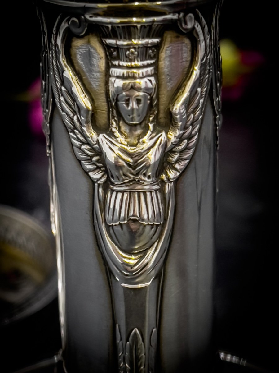 Petite Paire De Bougeoirs D’officiers En Argent Massif 950/1000-photo-4