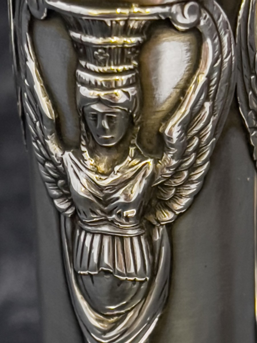Petite Paire De Bougeoirs D’officiers En Argent Massif 950/1000-photo-3