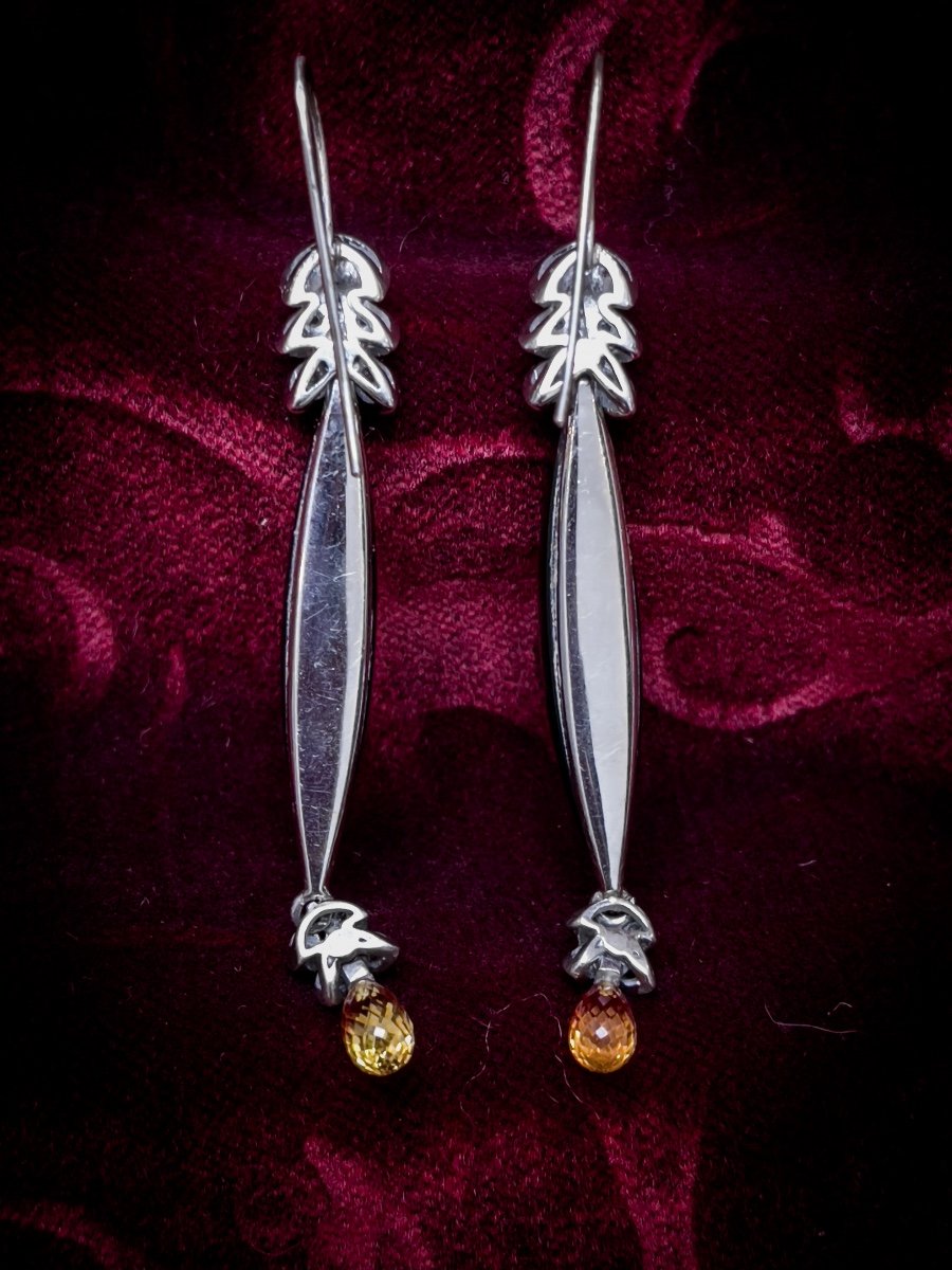 Pair Of Earrings In 18k White Gold, Diamonds-photo-4