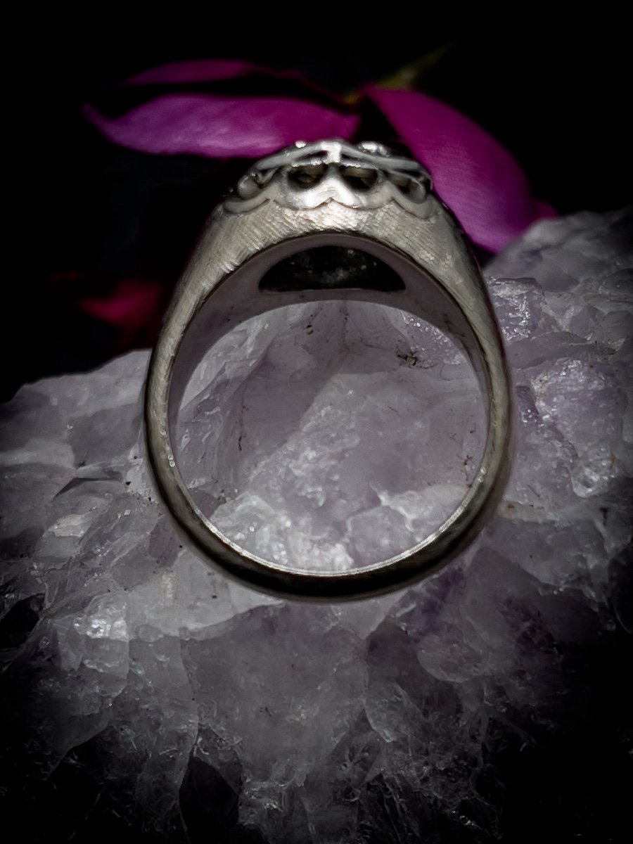Bague Art Déco, Or Blanc 18 Carats-photo-2