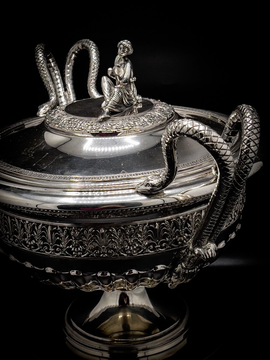 Soup Tureen In Sterling Silver 800/1000-photo-4