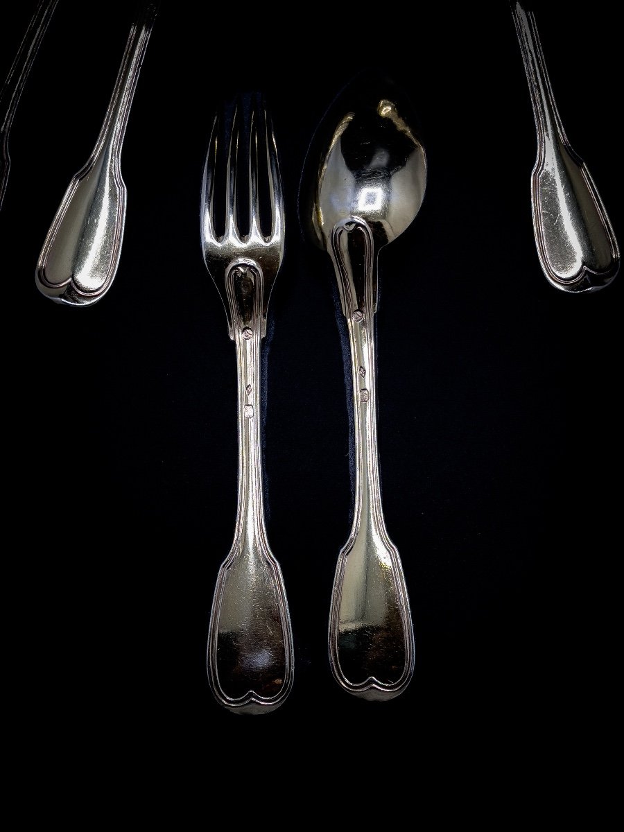 Very Nice Series Of Dessert Cutlery In Vermeil-photo-3