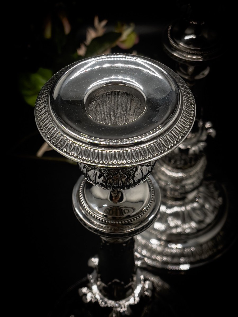 Pair Of Candlesticks In Sterling Silver Italy-photo-1