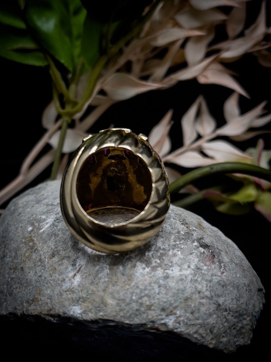 18 K Gold "esoteric" Ring Set With Rubies-photo-4