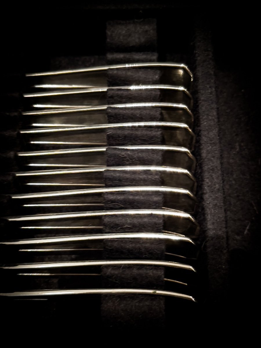 Art Deco Sterling Silver Cutlery Set By La Maison Delheid-photo-5