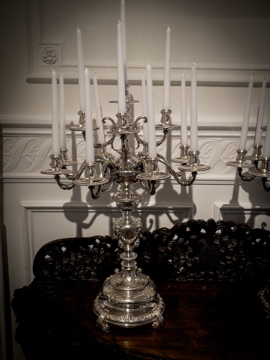 Spectacular Pair Of Candelabras In Sterling Silver-photo-4