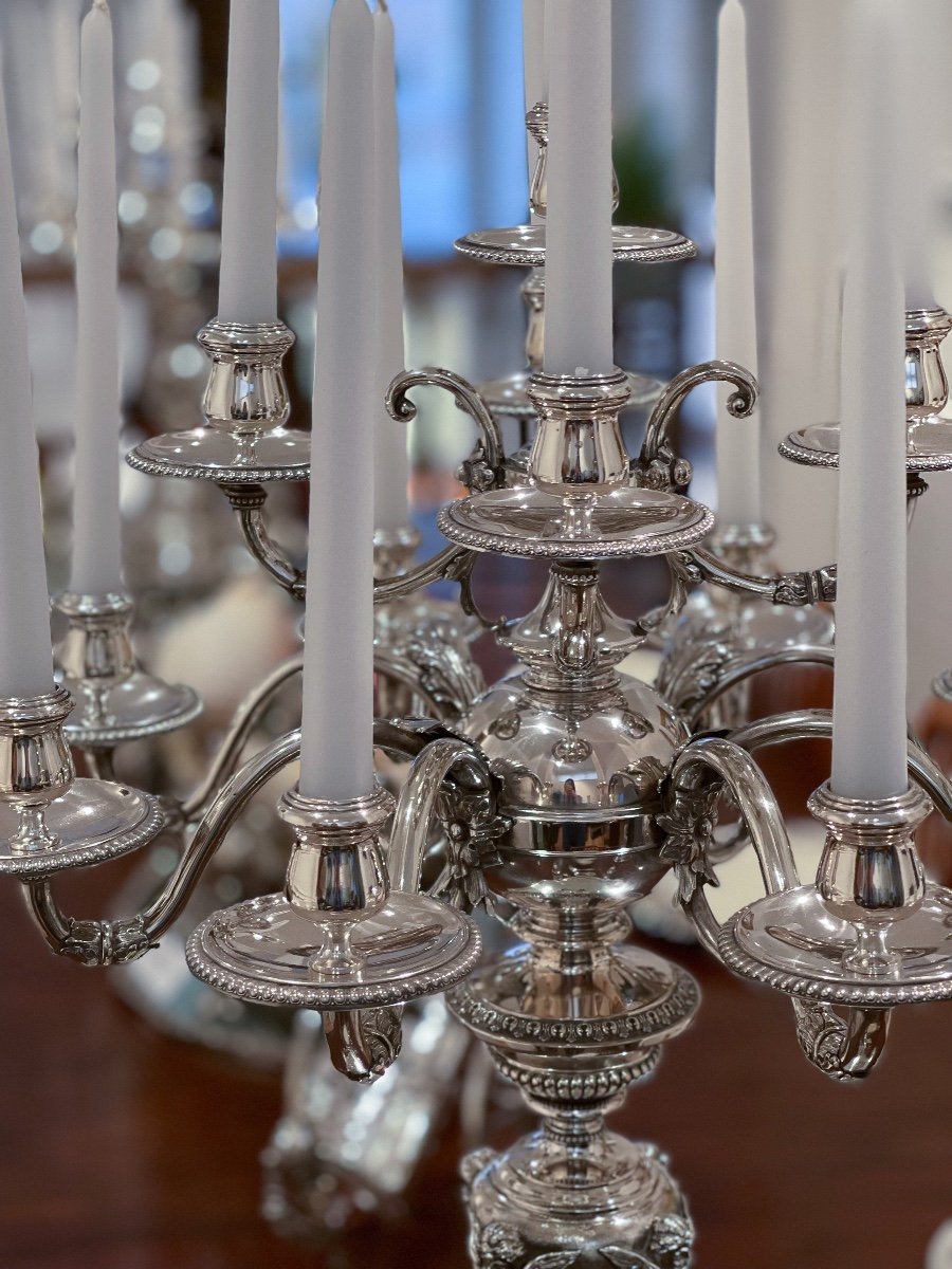 Spectacular Pair Of Candelabras In Sterling Silver
