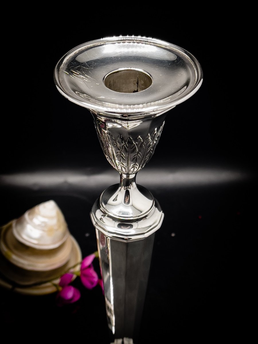 Pair Of Candlesticks In Sterling Silver-photo-4