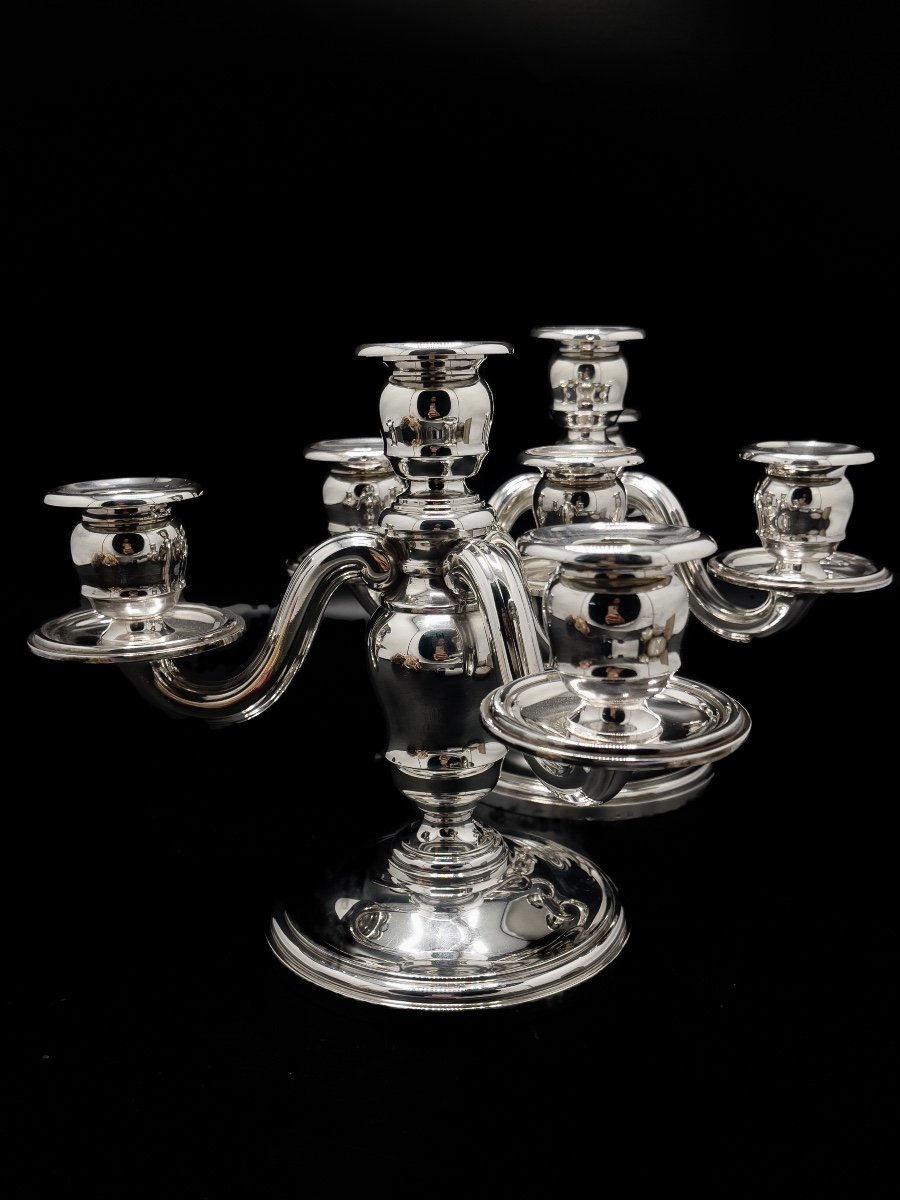 Pair Of Candelabras In Sterling Silver-photo-2