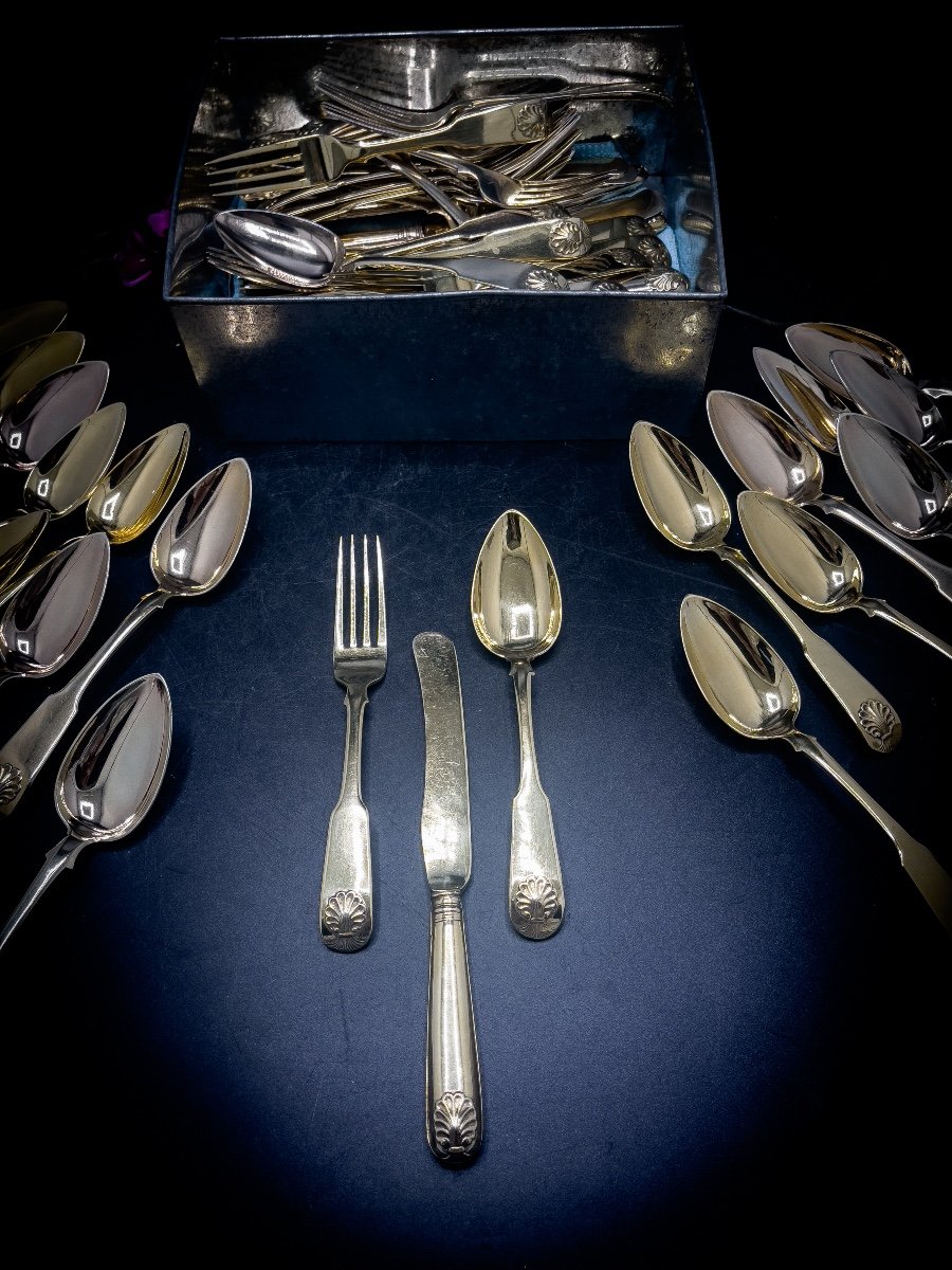 Exceptional Vermeil Dessert Service For 24 People-photo-1