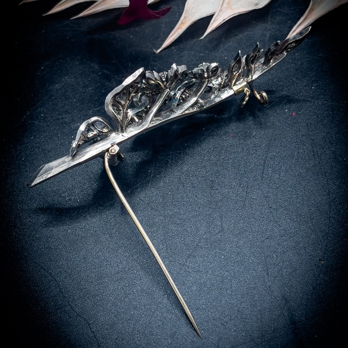 Broche “Belle Époque” or, argent sertie de diamants taille rose-photo-4