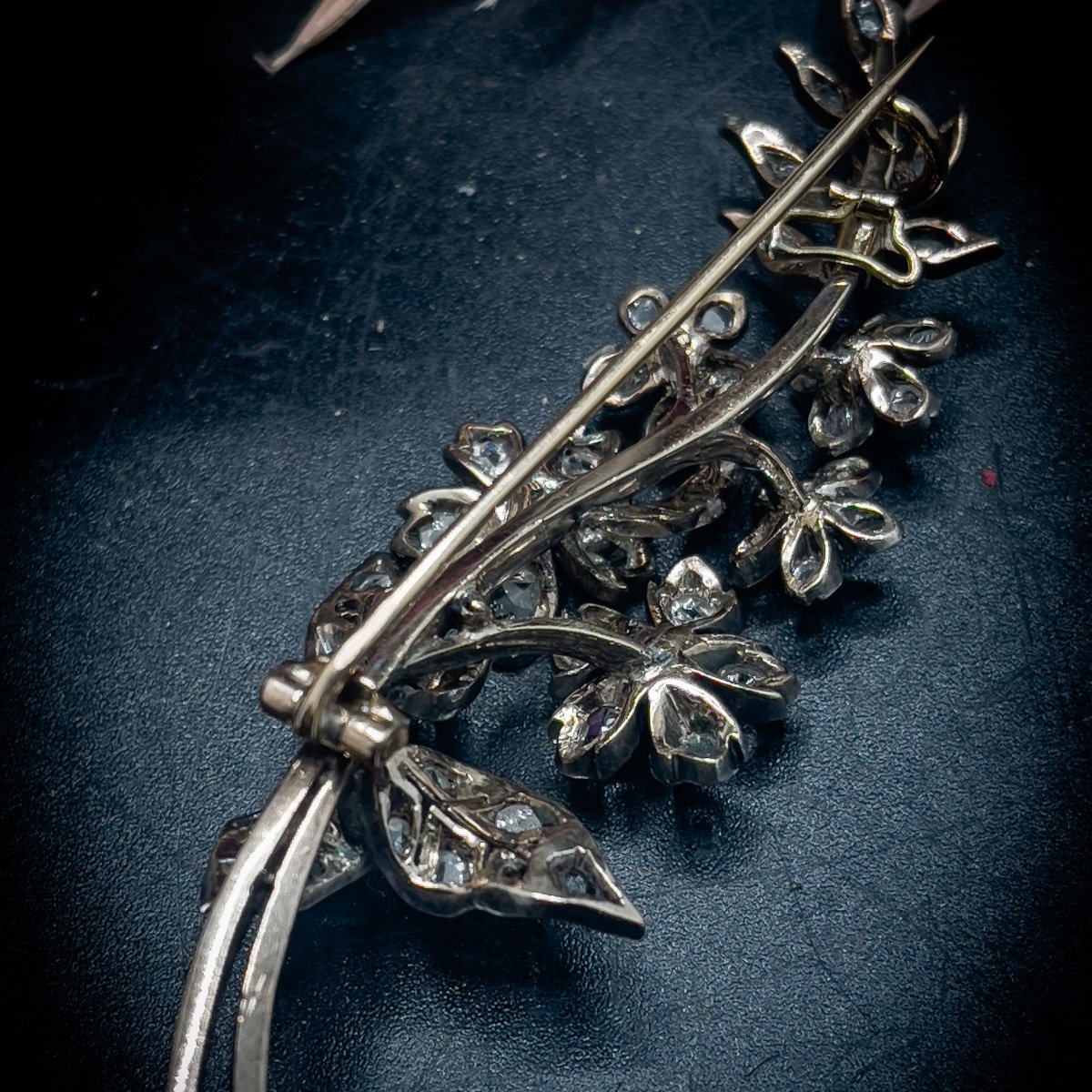 Broche “Belle Époque” or, argent sertie de diamants taille rose-photo-1