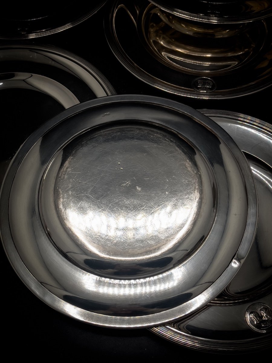 Series Of 6 Plates In 800/1000 Sterling Silver-photo-1