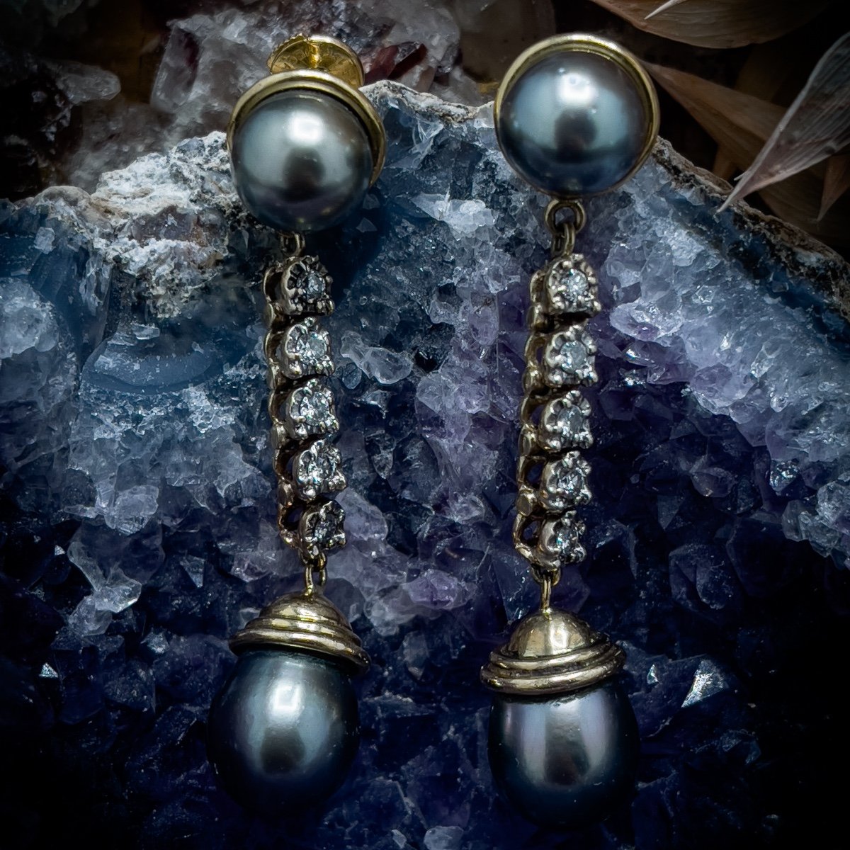 Pair Of 18 K Gold Drop Earrings