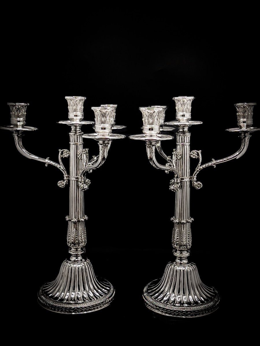 Wolfers Pair Of Candelabra In 835/1000 Sterling Silver-photo-1