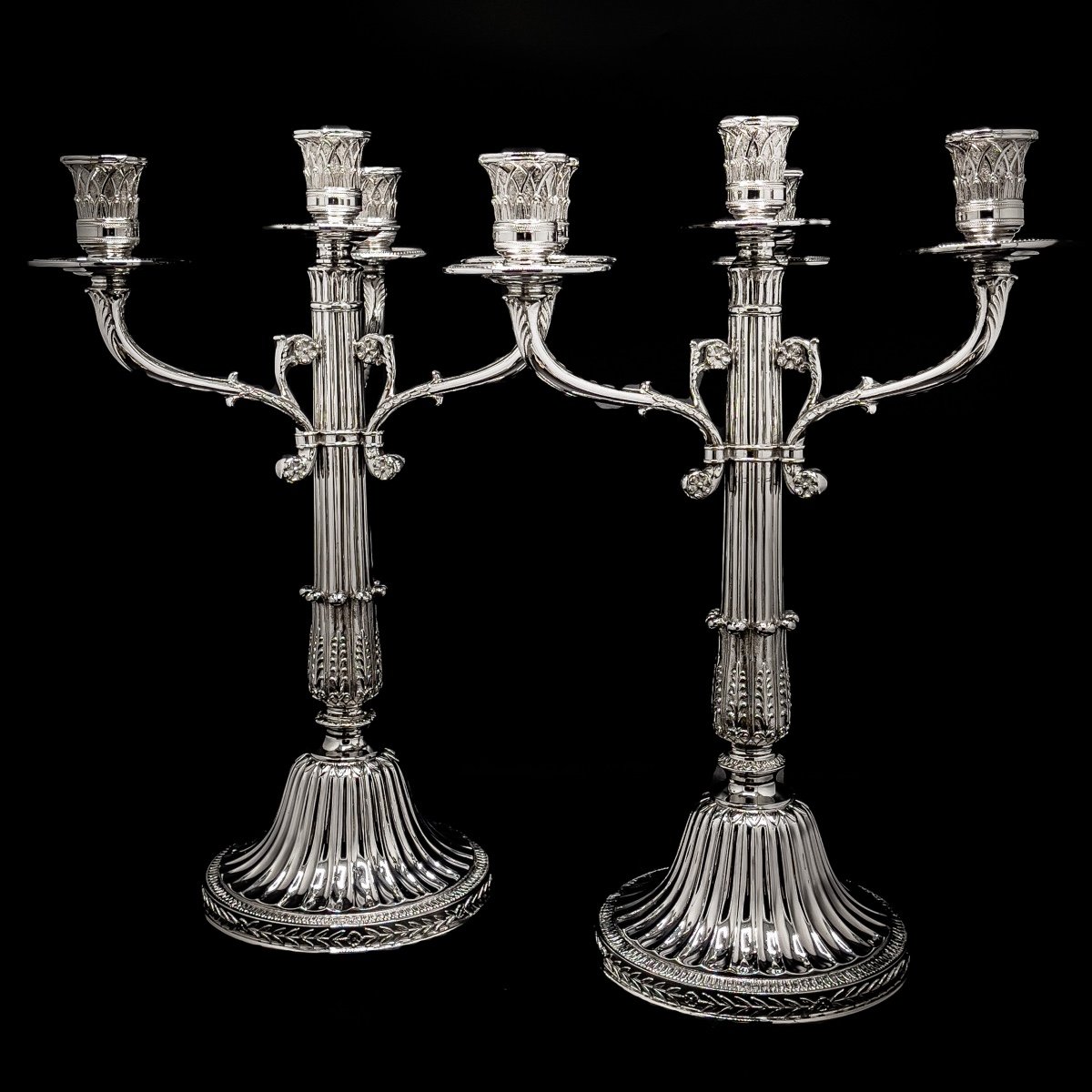 Wolfers Pair Of Candelabra In 835/1000 Sterling Silver