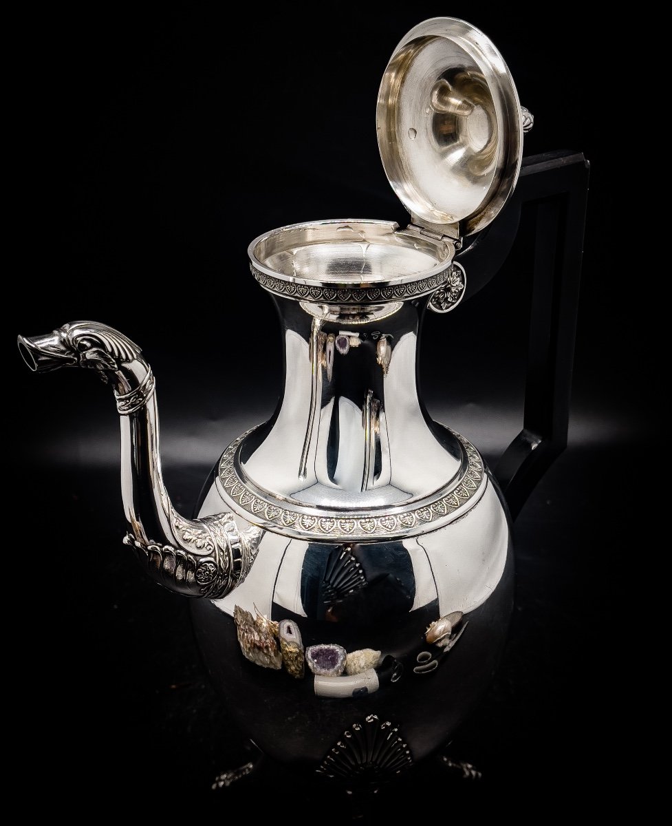 Empire Style Coffee Pot In Solid Silver 800/1000-photo-3