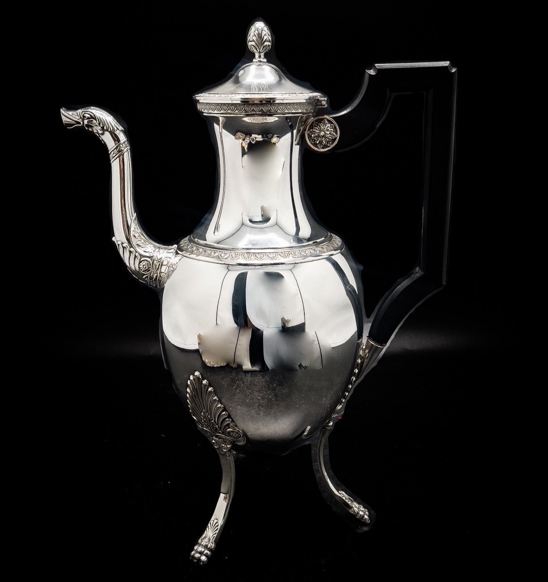 Cafetière De Style Empire En Argent Massif 800/1000