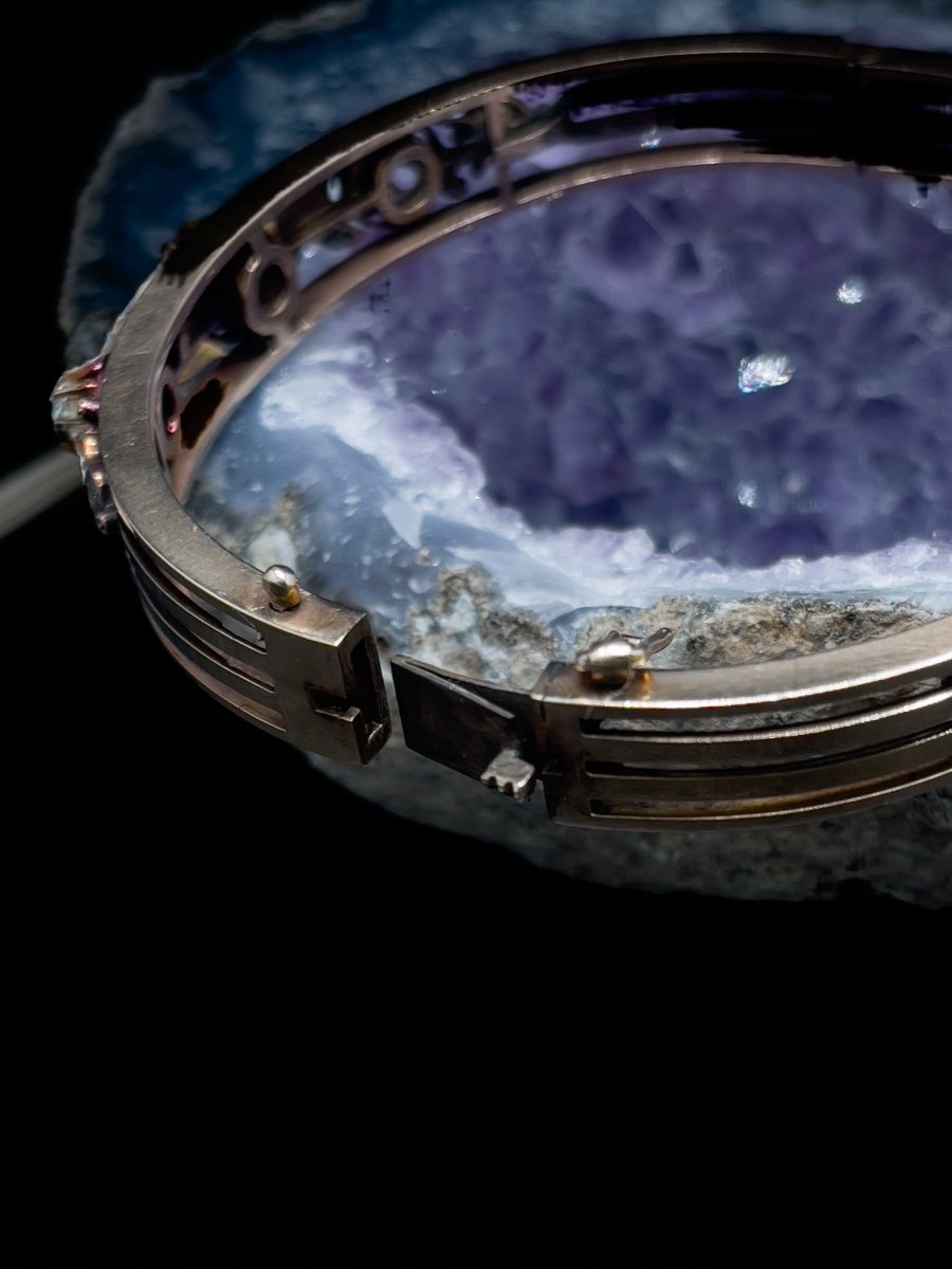 Bracelet Rigide Ouvrant Du Milieu Du XIXe Siècle En Or Rose 14k-photo-3