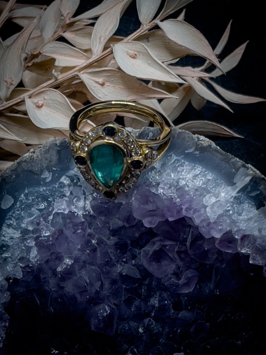 Très Jolie Bague à La Forme Atypique En Or Jaune 18k (750 Millièmes)-photo-2