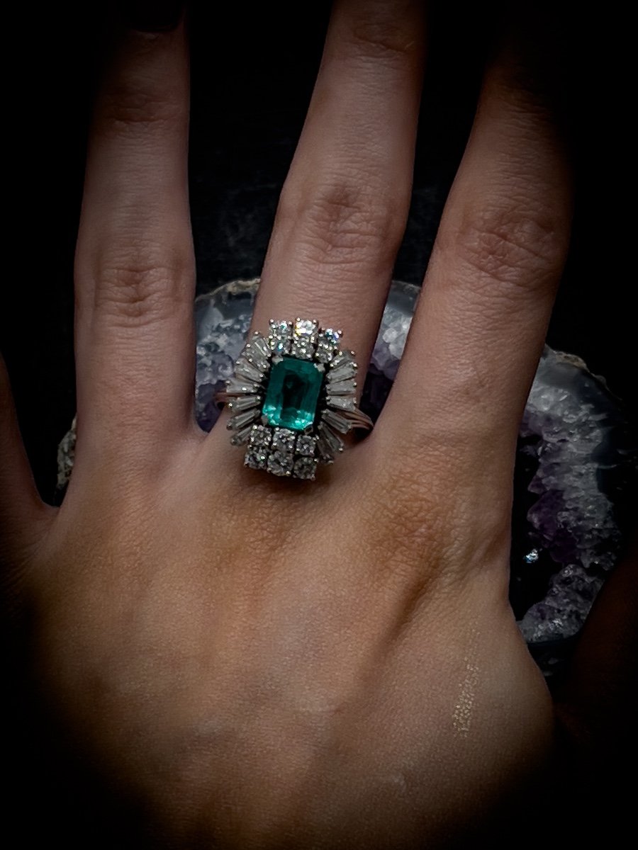 Maison Wolfers, 18 K White Gold Ring From A Splendid Emerald-photo-1