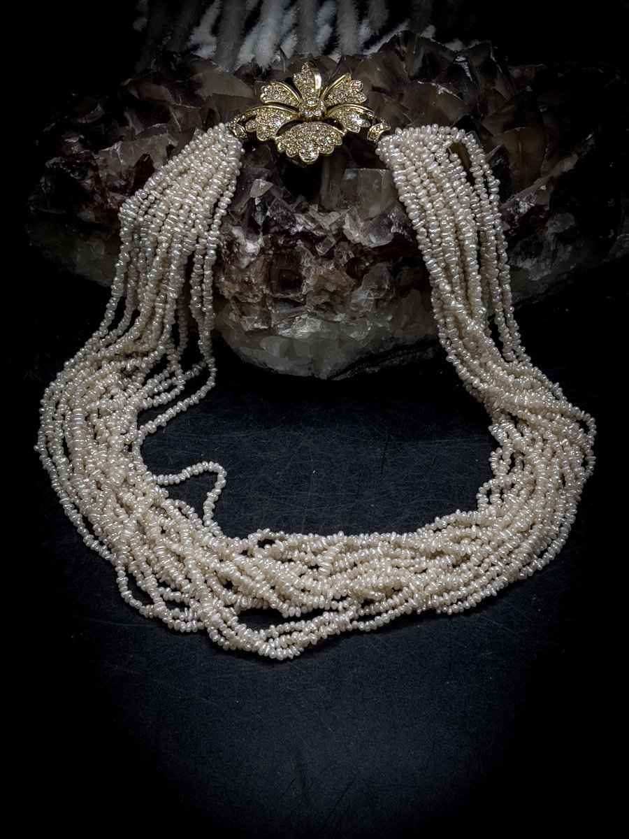 Bahrain Pearl 17 Row Necklace / Brooch-photo-4