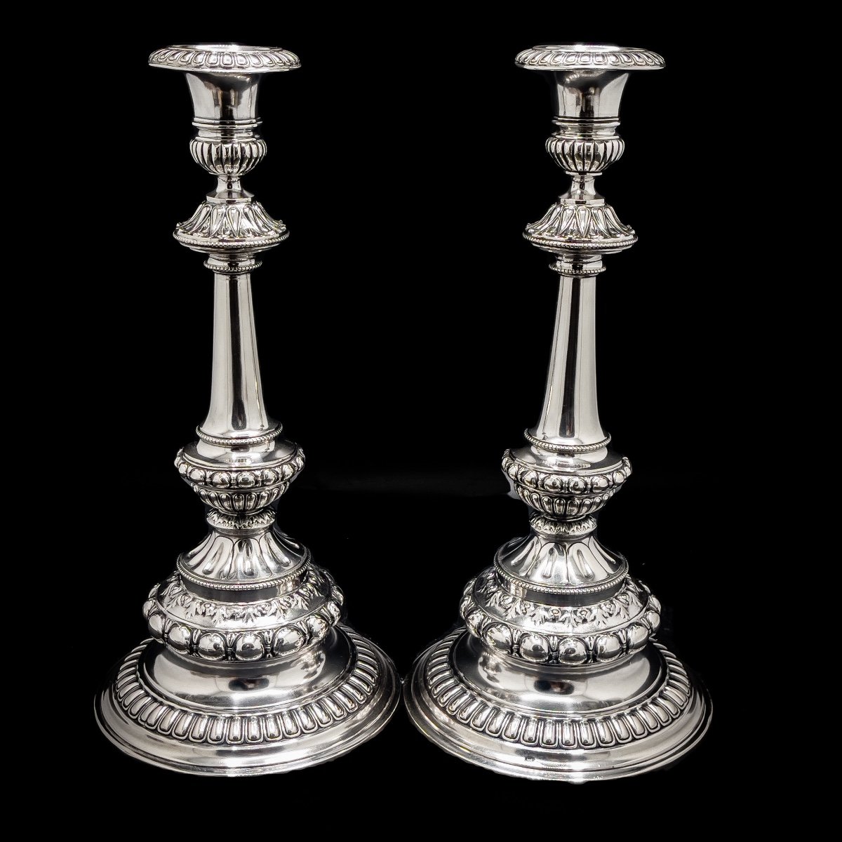 Pair Of Napoleon III Candlestick In 800/1000 Sterling Silver