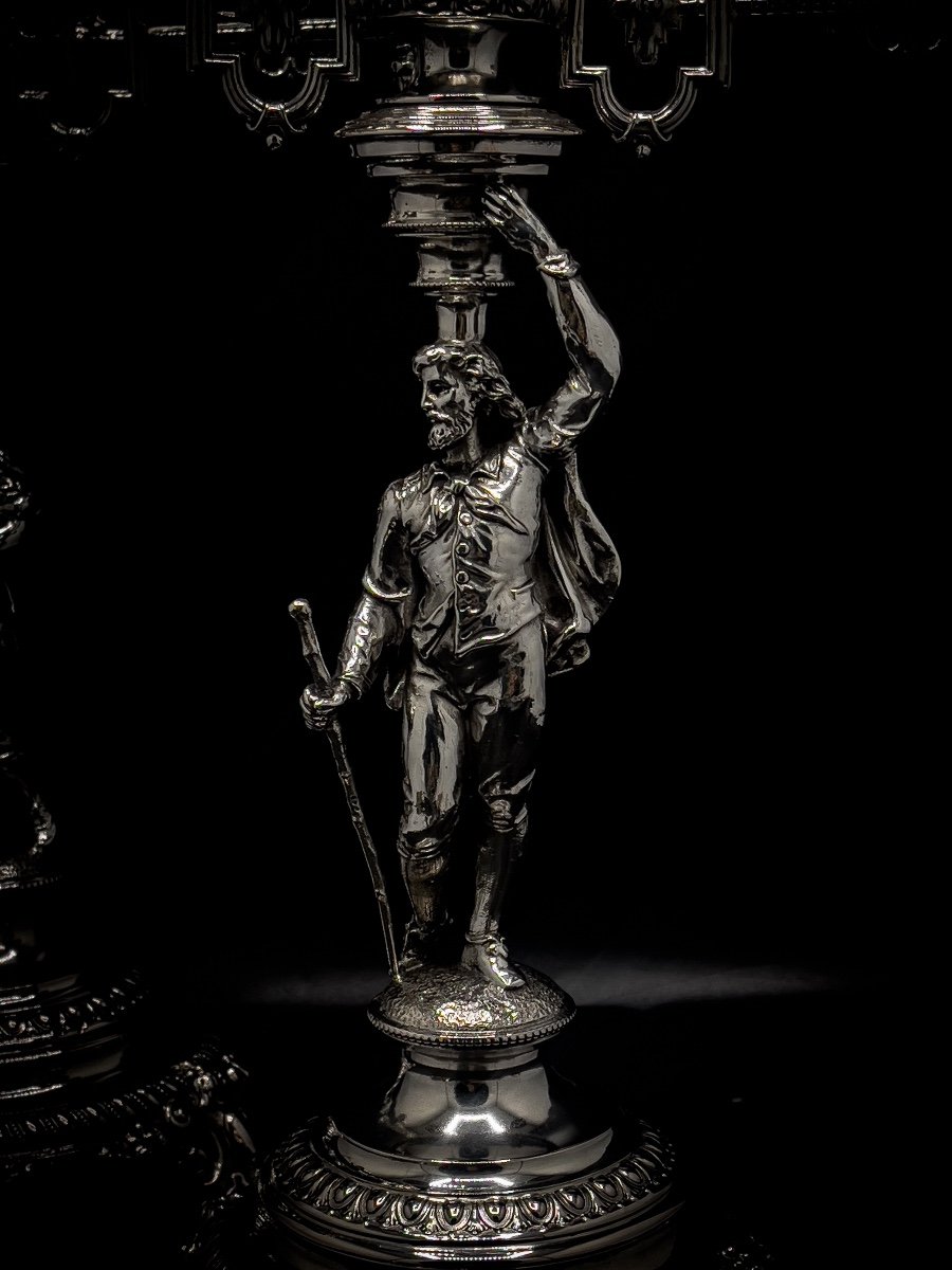 Bruckmann & Sohne, Splendid Pair Of Candelabras In Solid Silver 800/1000-photo-2