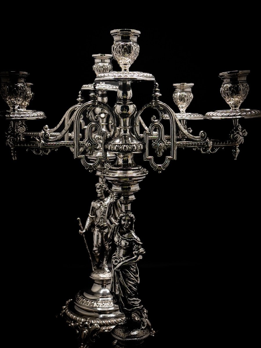 Bruckmann & Sohne, Splendid Pair Of Candelabras In Solid Silver 800/1000-photo-7