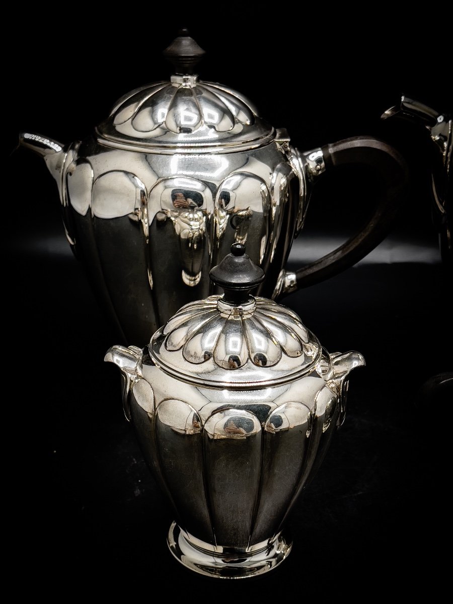 Elegant Art Deco Tea And Coffee Service In Sterling Silver-photo-2