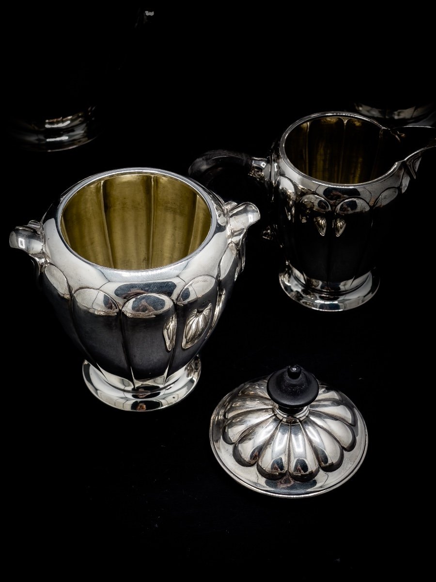 Elegant Art Deco Tea And Coffee Service In Sterling Silver-photo-1
