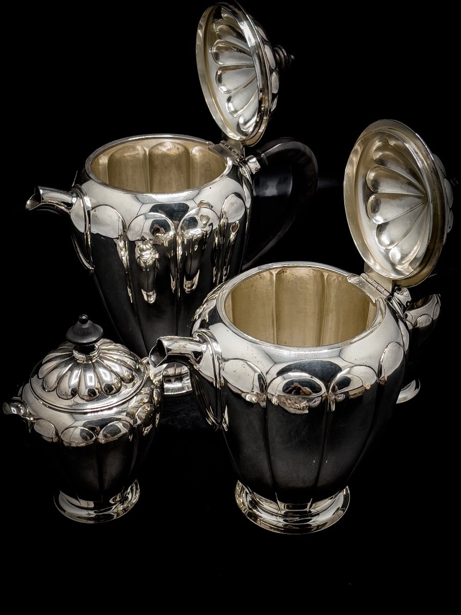 Elegant Art Deco Tea And Coffee Service In Sterling Silver-photo-3