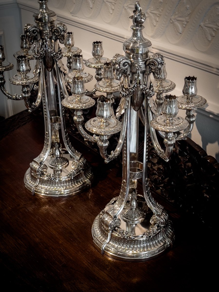 Splendid Pair Of Candelabra In 800/1000 Sterling Silver-photo-1