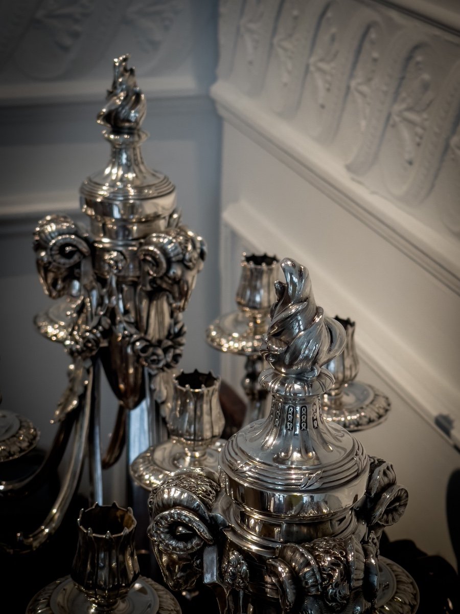 Splendid Pair Of Candelabra In 800/1000 Sterling Silver-photo-3