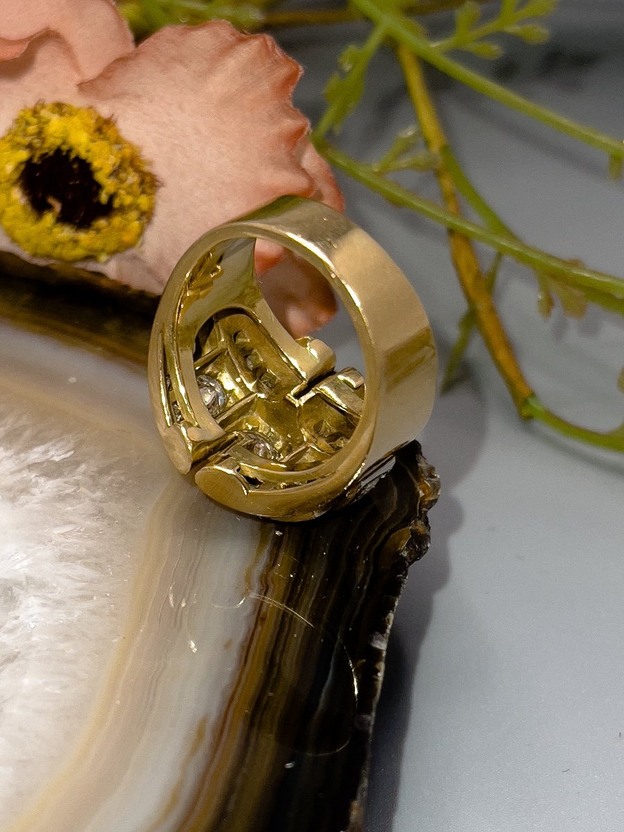 Art-deco “tank” Ring In 18 Kt Gold And Diamonds-photo-4