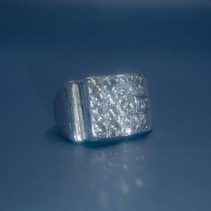 Bague Art Deco De Type “tank” Or, Platine Et Diamants