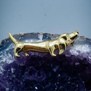 Dachshund Brooch In 18 K Gold